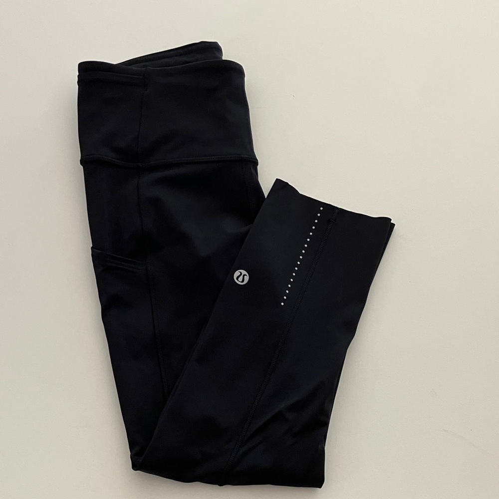 Lululemon fast and free crop 19” inseam, black, 4 
Worn once